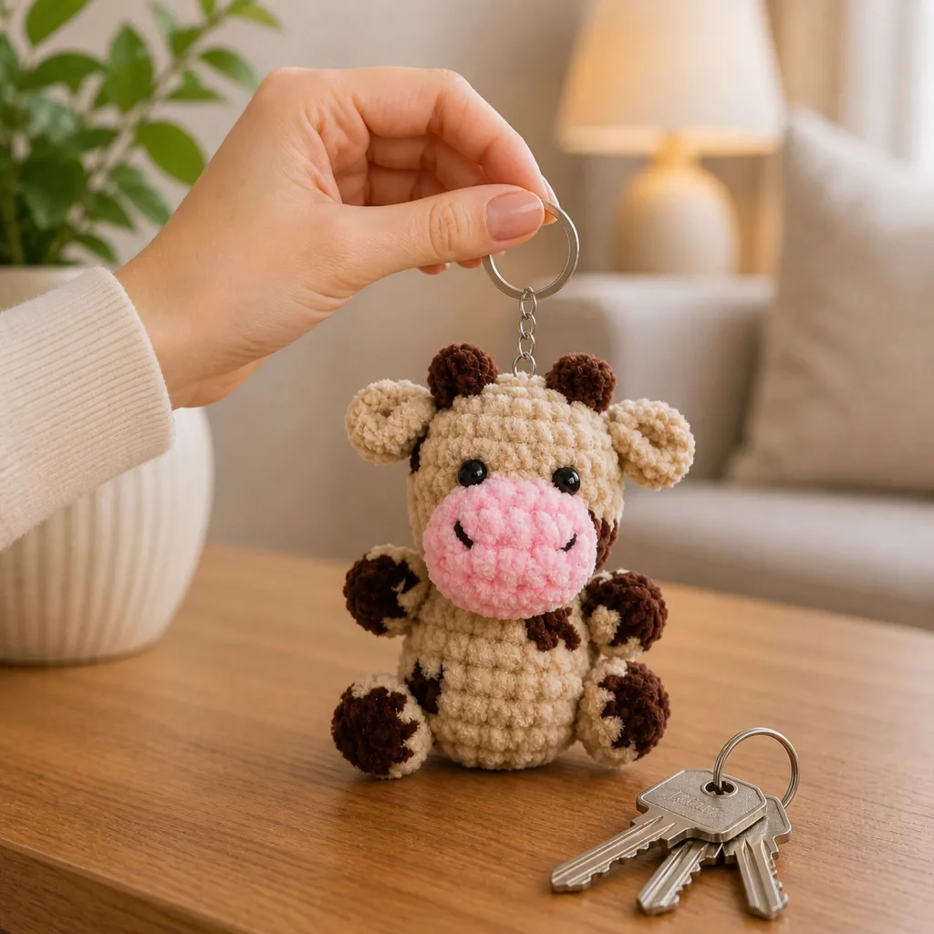 Mini Cow Keychain Amigurumi Crochet Pattern ( Tutorial-Style Guide) (photo 1)