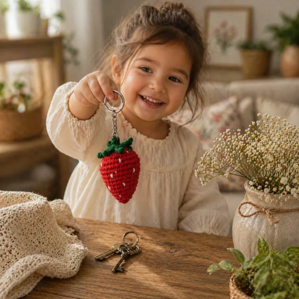 Mini Strawberry Keychain Crochet Pattern (photo 2)