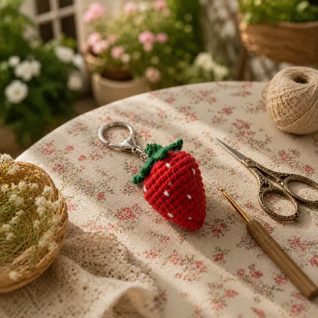 Mini Strawberry Keychain Crochet Pattern (photo 3)