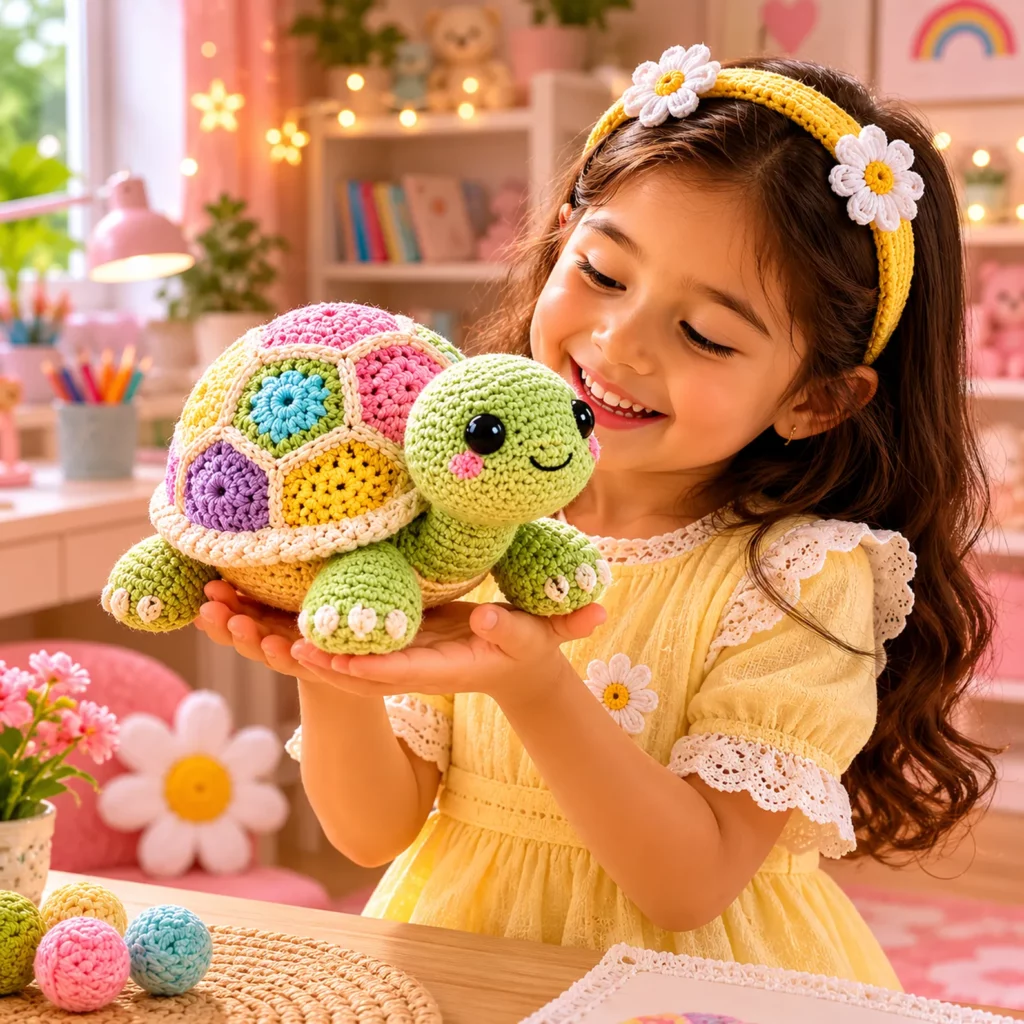 Patchwork Turtle Amigurumi Crochet Pattern: A Cute Plush Turtle With Granny Hexagon Shell and Chubby Legs (photo 2)