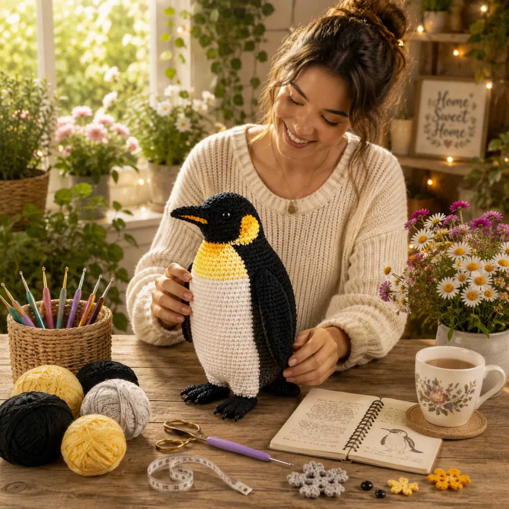 Penguin Amigurumi Crochet Pattern With Smooth Color Blocking and Standing Body Shape (photo 2)