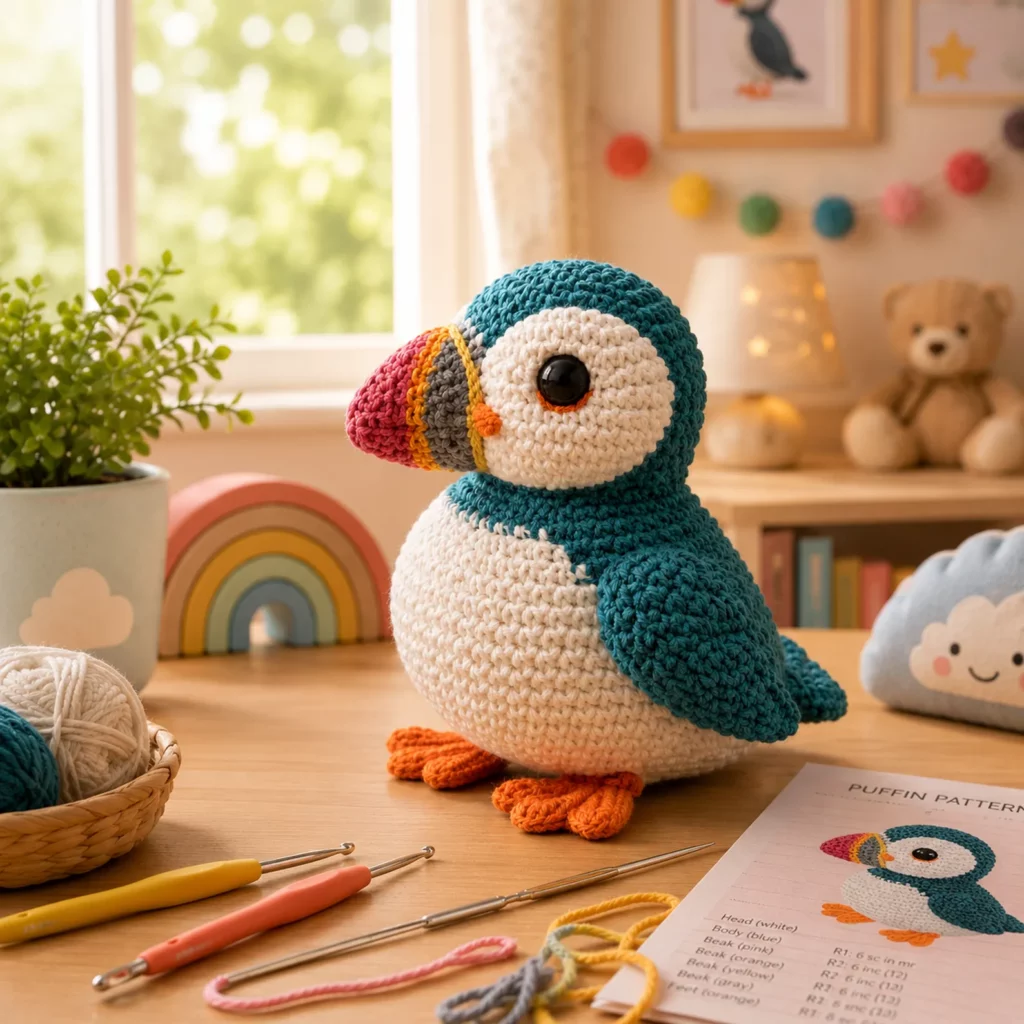 Puffin Amigurumi Crochet Pattern: A Cute Seabird Plush With Big Beak, Round Belly, and Flipper Wings (photo 2)