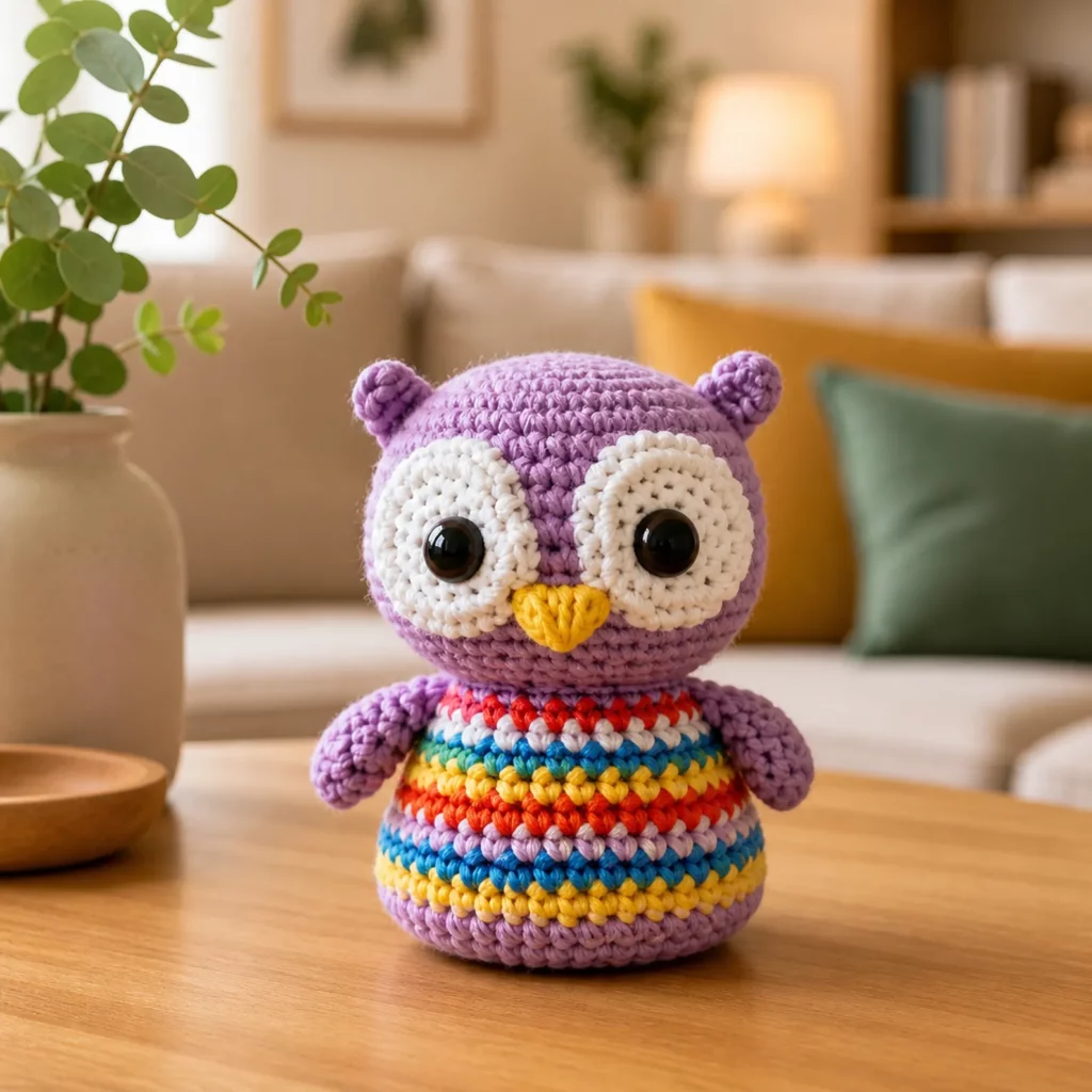 Cute Rainbow Owl Amigurumi Crochet Pattern (photo 1)