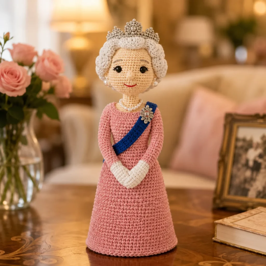 Royal-Inspired Amigurumi Doll Crochet Pattern With Crown, Sash, and Elegant Gown (photo 1)