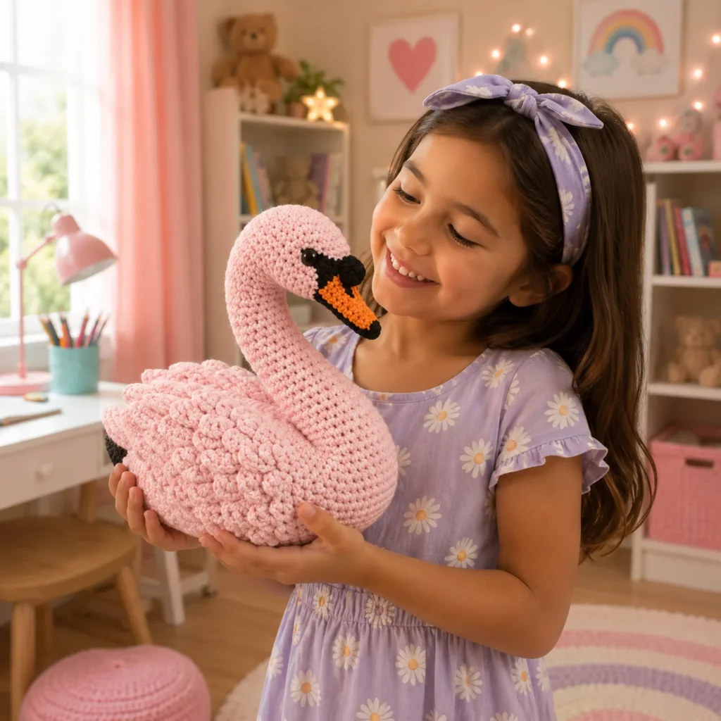 Swan Amigurumi Crochet Pattern: A Beautiful Plush Swan With Layered Wings, Long Neck, and Two-Tone Beak (photo 3)