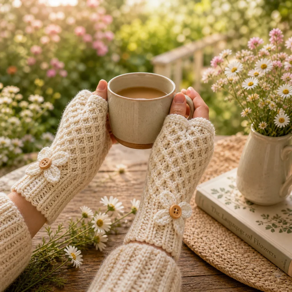 Textured Fingerless Mittens Crochet Pattern (photo 3)