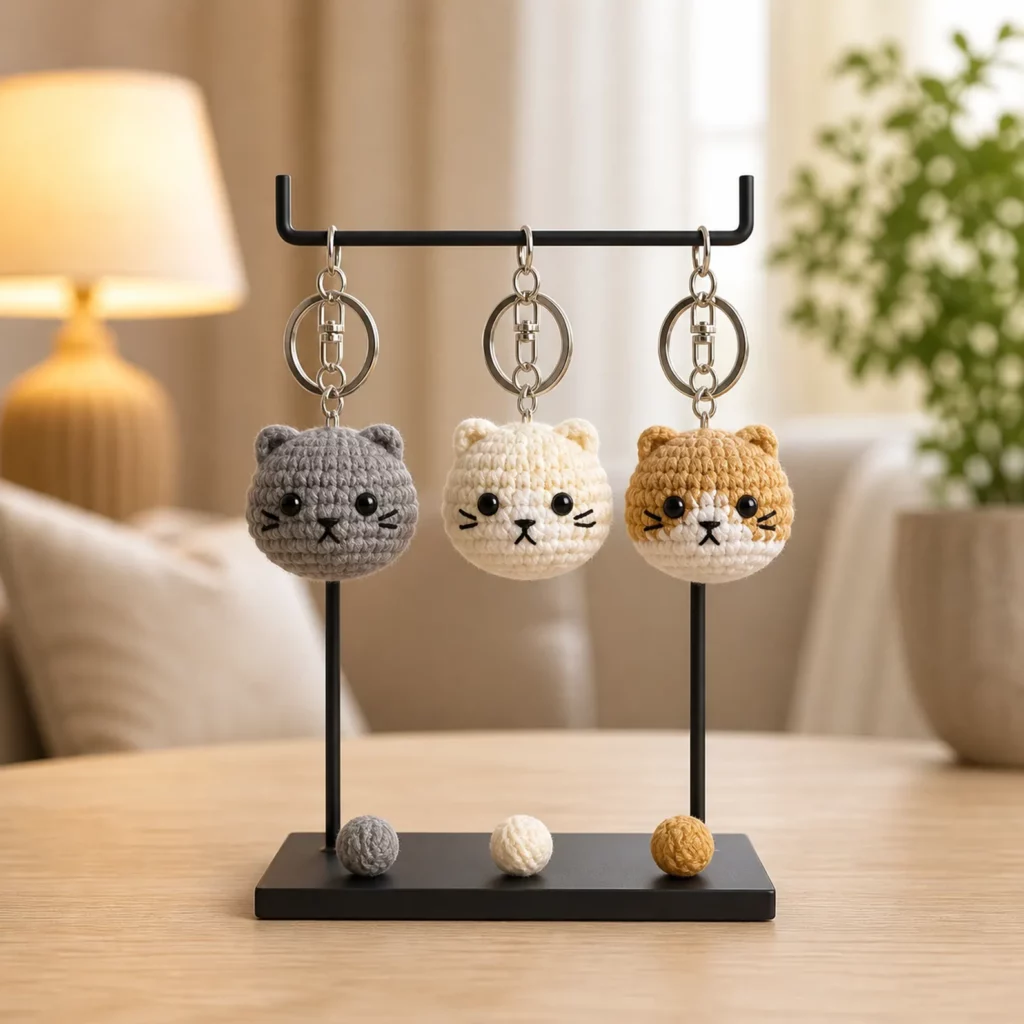 Tiny Cat Keychain Amigurumi Crochet Pattern (photo 1)