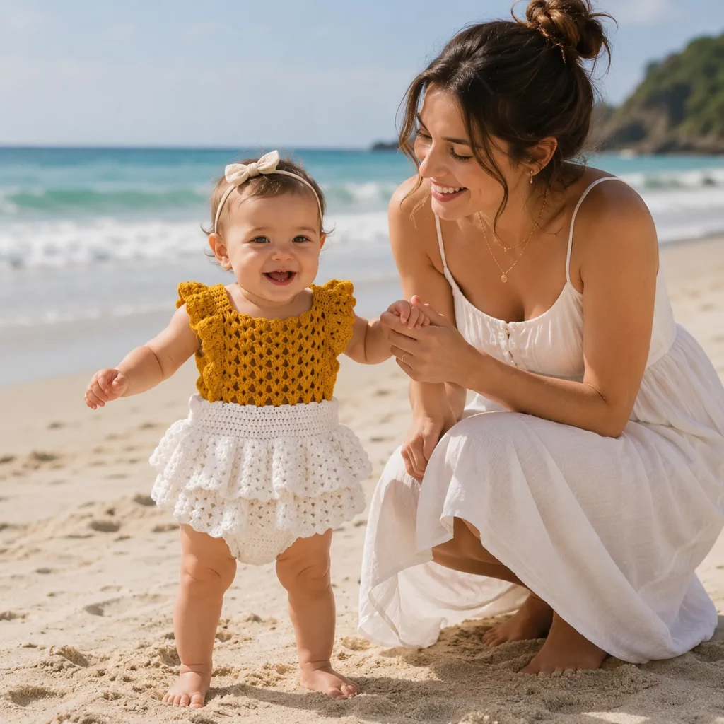 Adorable Baby Crochet Pattern for a Ruffled Summer Romper Dress (photo 3)