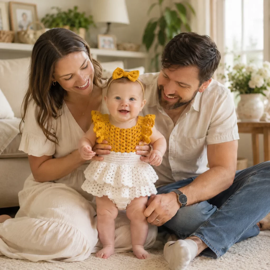 Adorable Baby Crochet Pattern for a Ruffled Summer Romper Dress (photo 2)