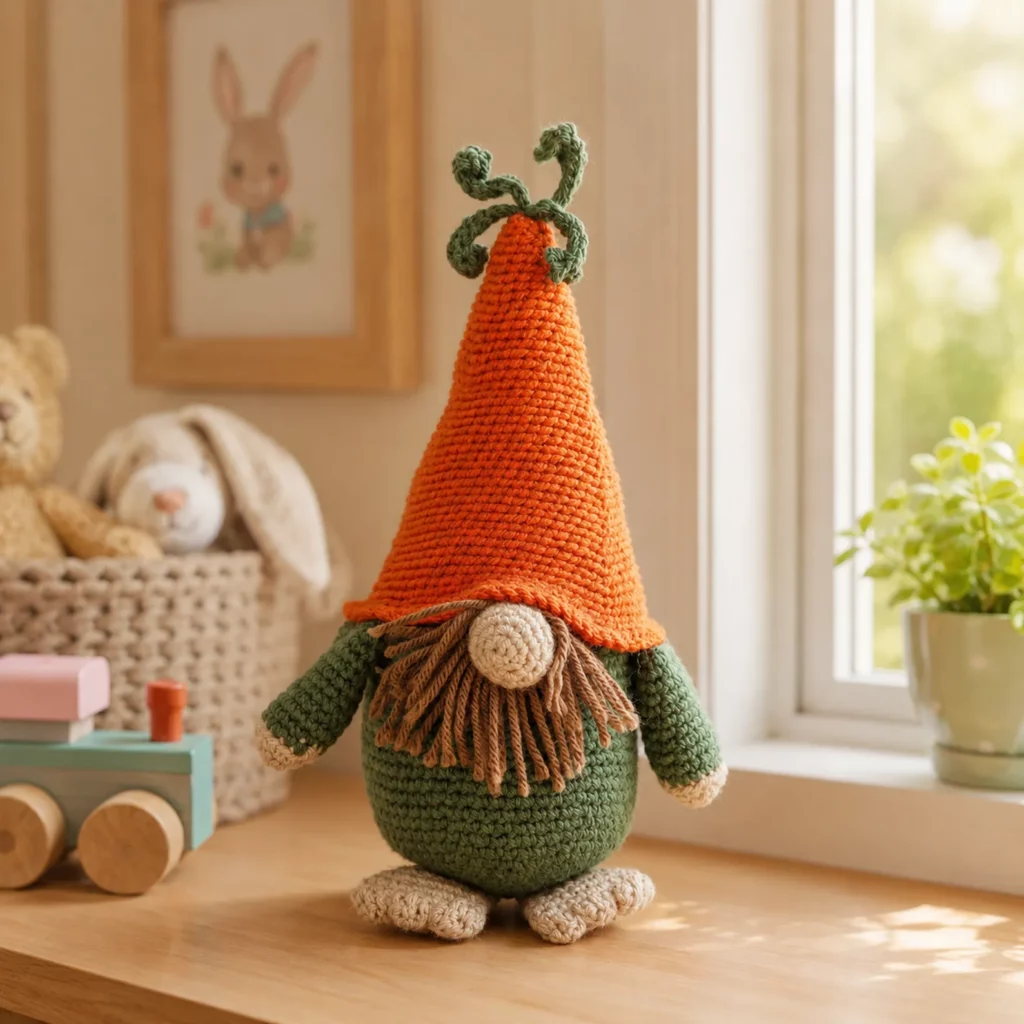 Adorable Pumpkin Hat Gnome Crochet Pattern: A Charming Fall Amigurumi Decoration (photo 1)