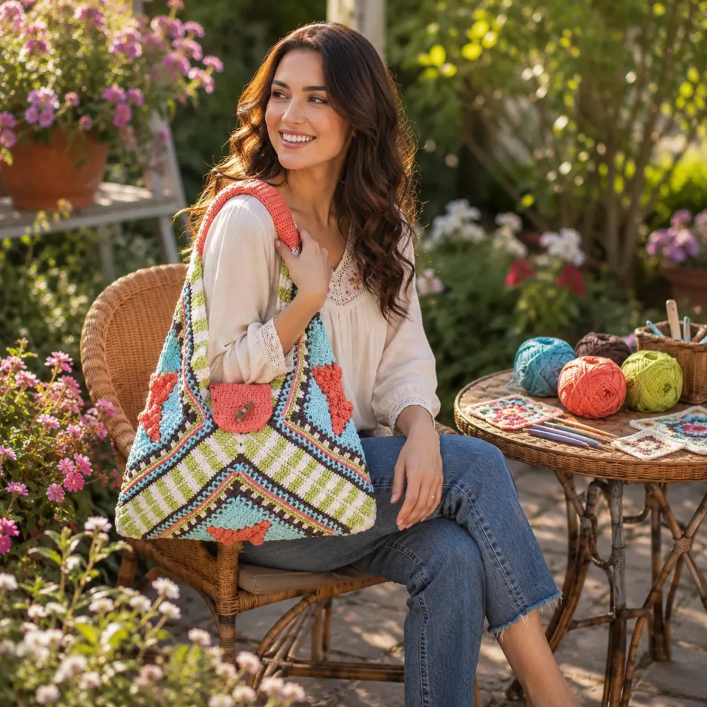 Beautiful Patchwork Crochet Shoulder Bag Pattern You’ll Love to Make (photo 2)