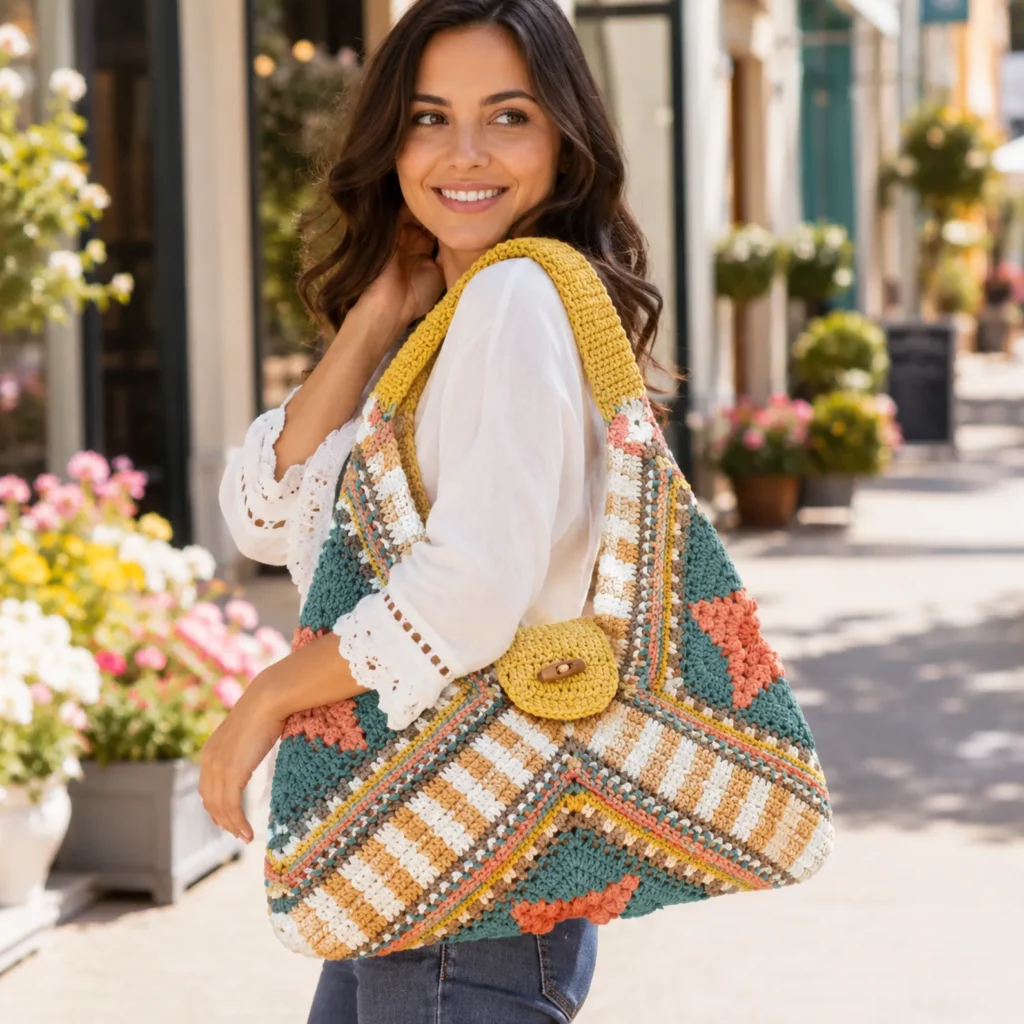 Beautiful Patchwork Crochet Shoulder Bag Pattern You’ll Love to Make (photo 1)