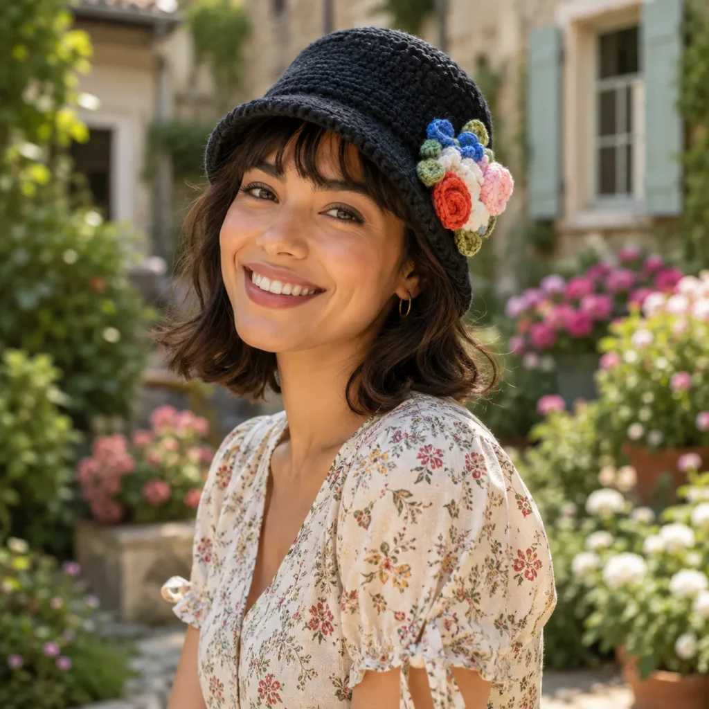 Charming Floral Crochet Cloche Hat Pattern – A Vintage-Inspired Crochet Pattern with Elegant Handmade Flowers (photo 1)