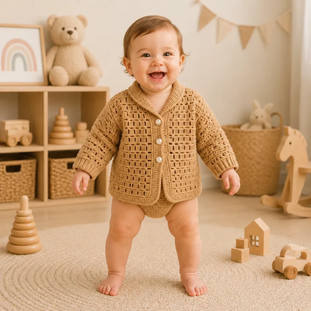 Classic Baby Crochet Pattern for a Cozy Textured Cardigan (photo 1)
