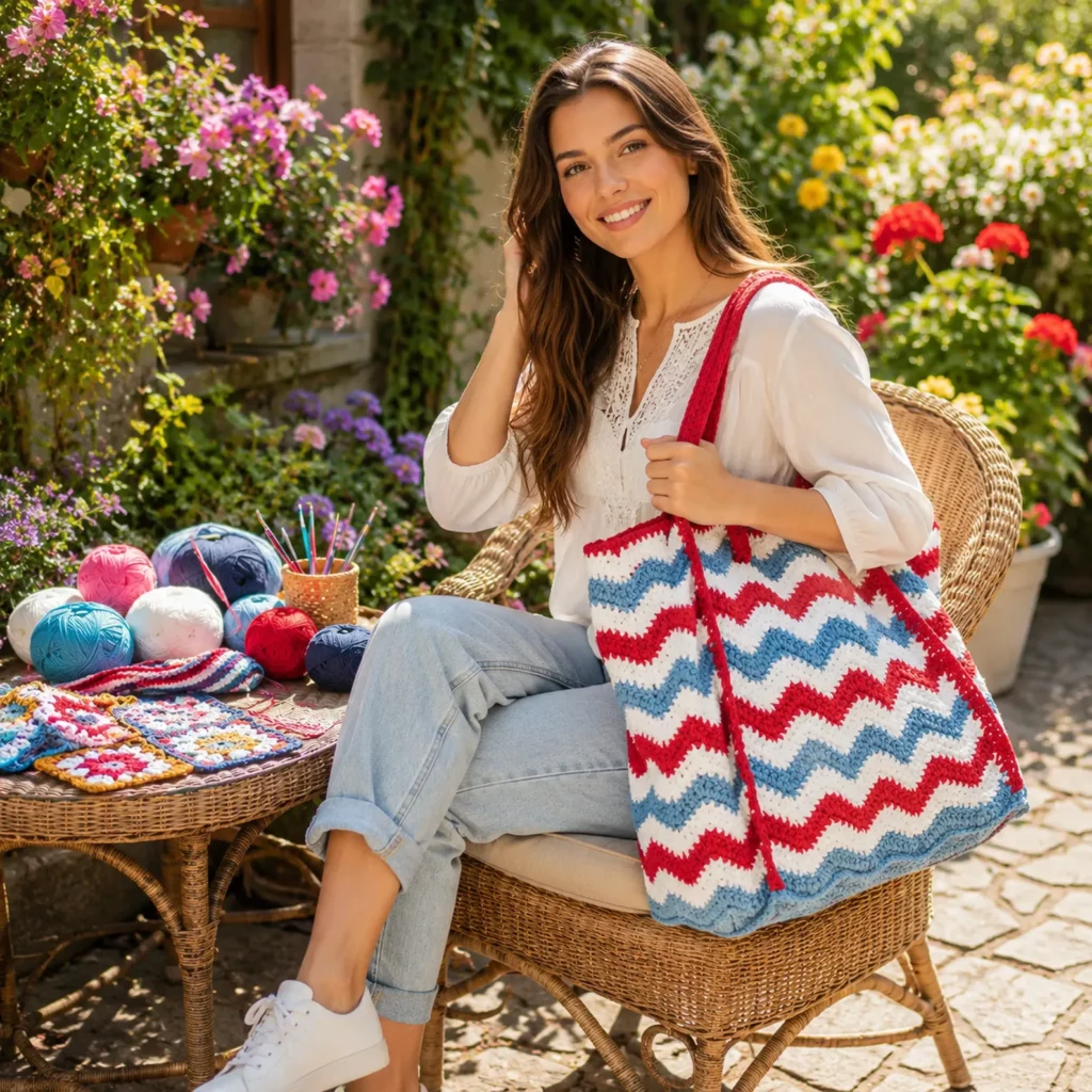 Colorful Chevron Crochet Beach Bag Pattern – A Stylish and Easy Tote for Summer Adventures (photo 2)