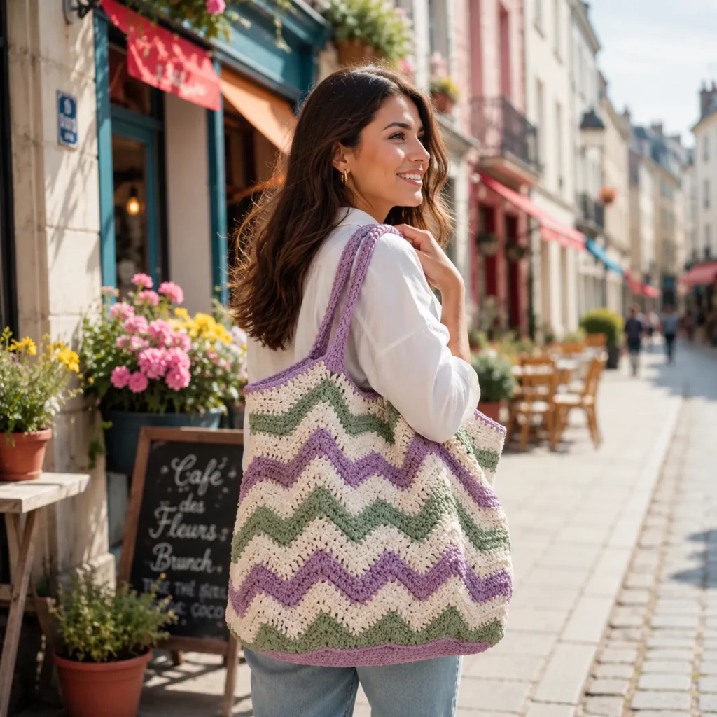 Colorful Chevron Crochet Beach Bag Pattern – A Stylish and Easy Tote for Summer Adventures (photo 3)
