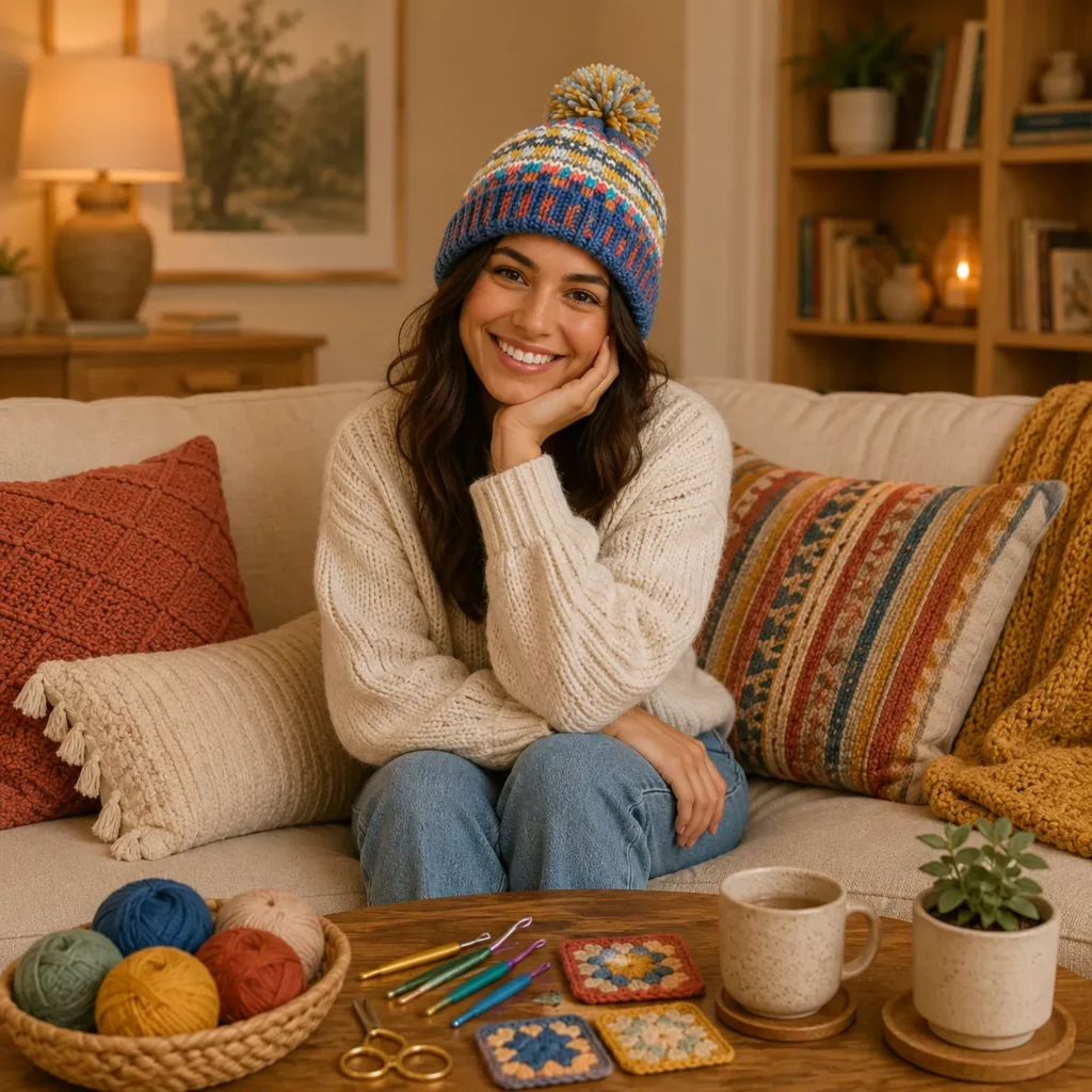 Colorful Fair Isle-Inspired Pom-Pom Hat Crochet Pattern: A Cozy Winter Beanie for Cold Weather (photo 2)