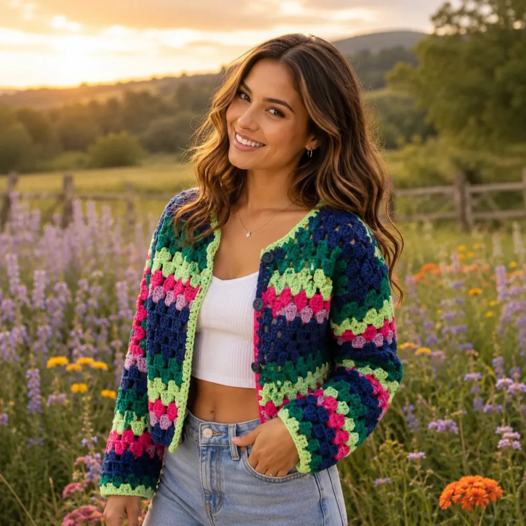 Colorful Granny Stitch Crochet Cardigan Pattern: A Cozy and Vibrant Crochet Sweater for All Seasons (photo 3)