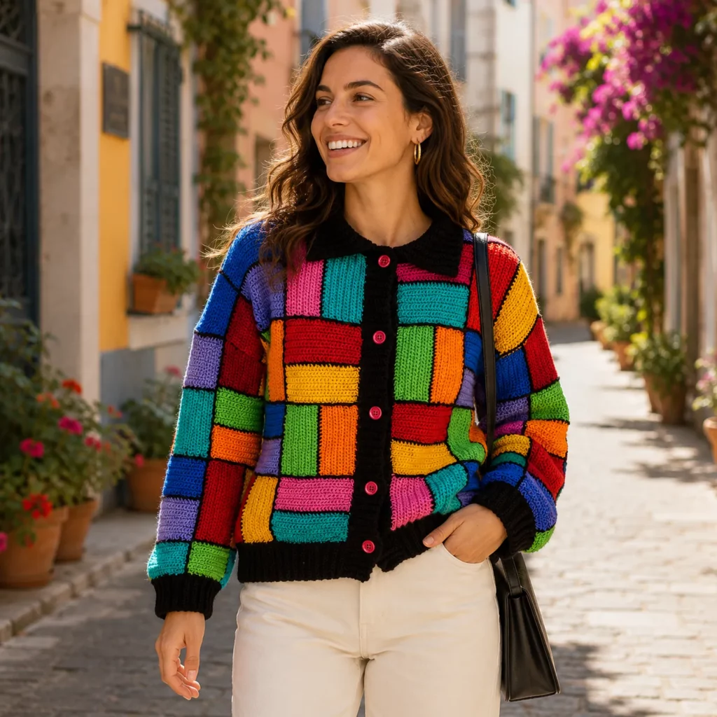 Colorful Patchwork Crochet Pattern for a Women’s Statement Cardigan (photo 3)