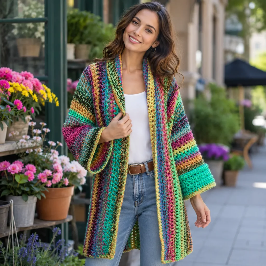 Colorful Striped Crochet Cardigan Pattern – A Cozy and Stylish Layer for Every Season (photo 1)