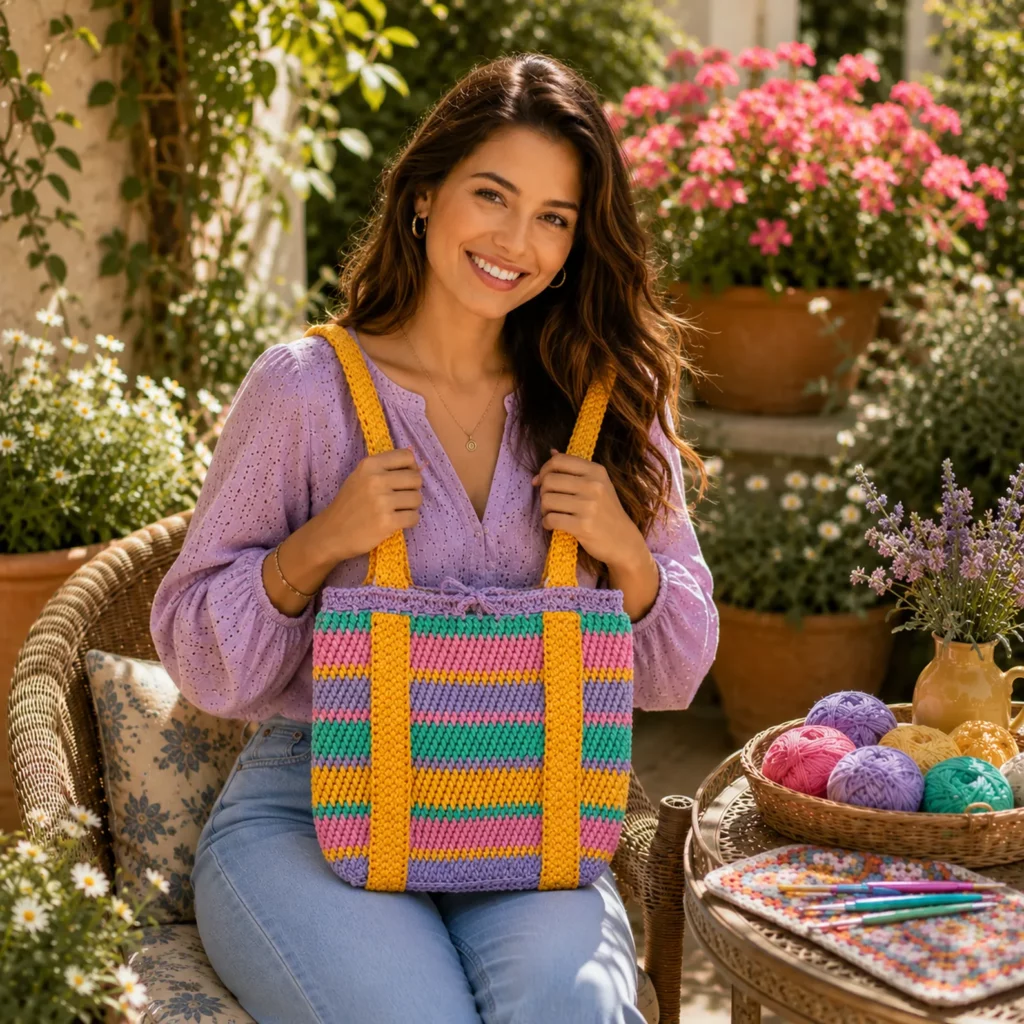 Colorful Striped Crochet Tote Bag Pattern: A Bright and Practical DIY Crochet Project (photo 2)
