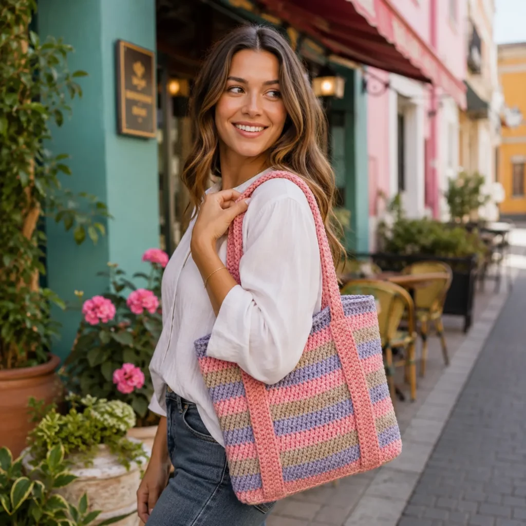 Colorful Striped Crochet Tote Bag Pattern: A Bright and Practical DIY Crochet Project (photo 1)