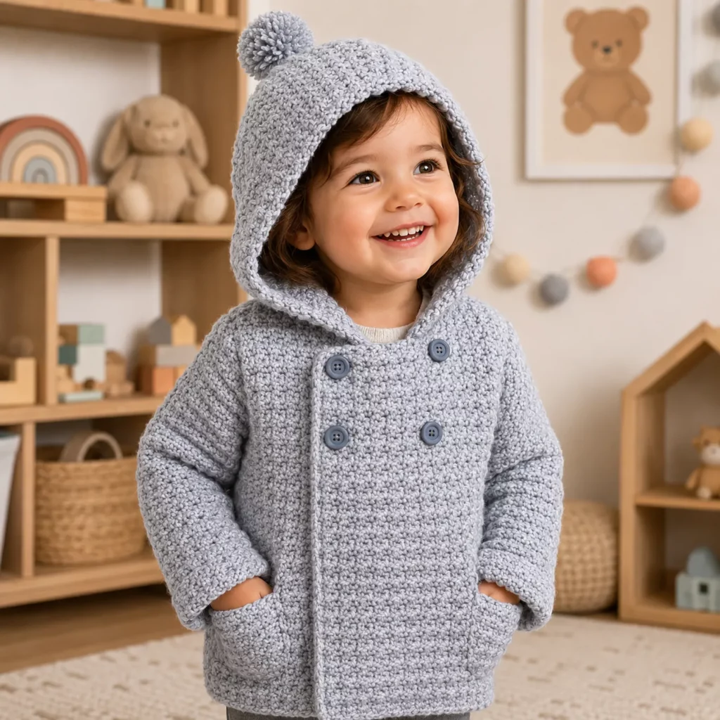 Cozy Hooded Baby Crochet Jacket Pattern – An Adorable and Practical Crochet Pattern for Little Ones (photo 1)