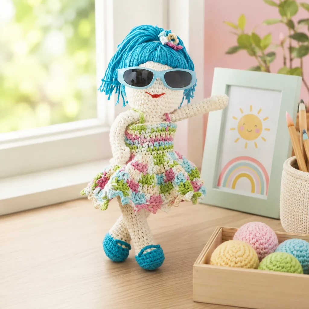 Cute Crochet Doll Pattern – Create an Adorable Handmade Doll with a Colorful Summer Dress (photo 1)
