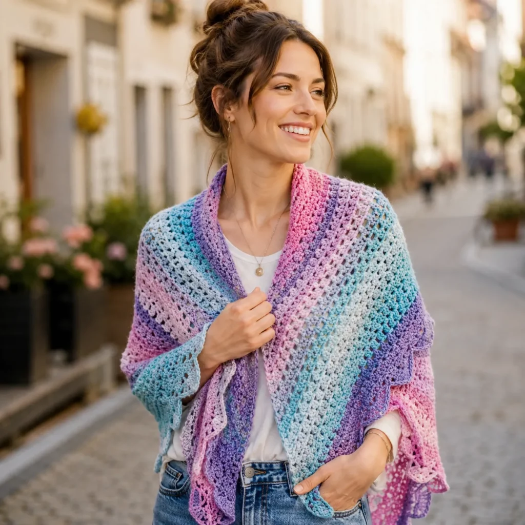 Easy Crochet Scarves Pattern Collection: Beautiful Striped Shawl Designs for Beginners (photo 3)