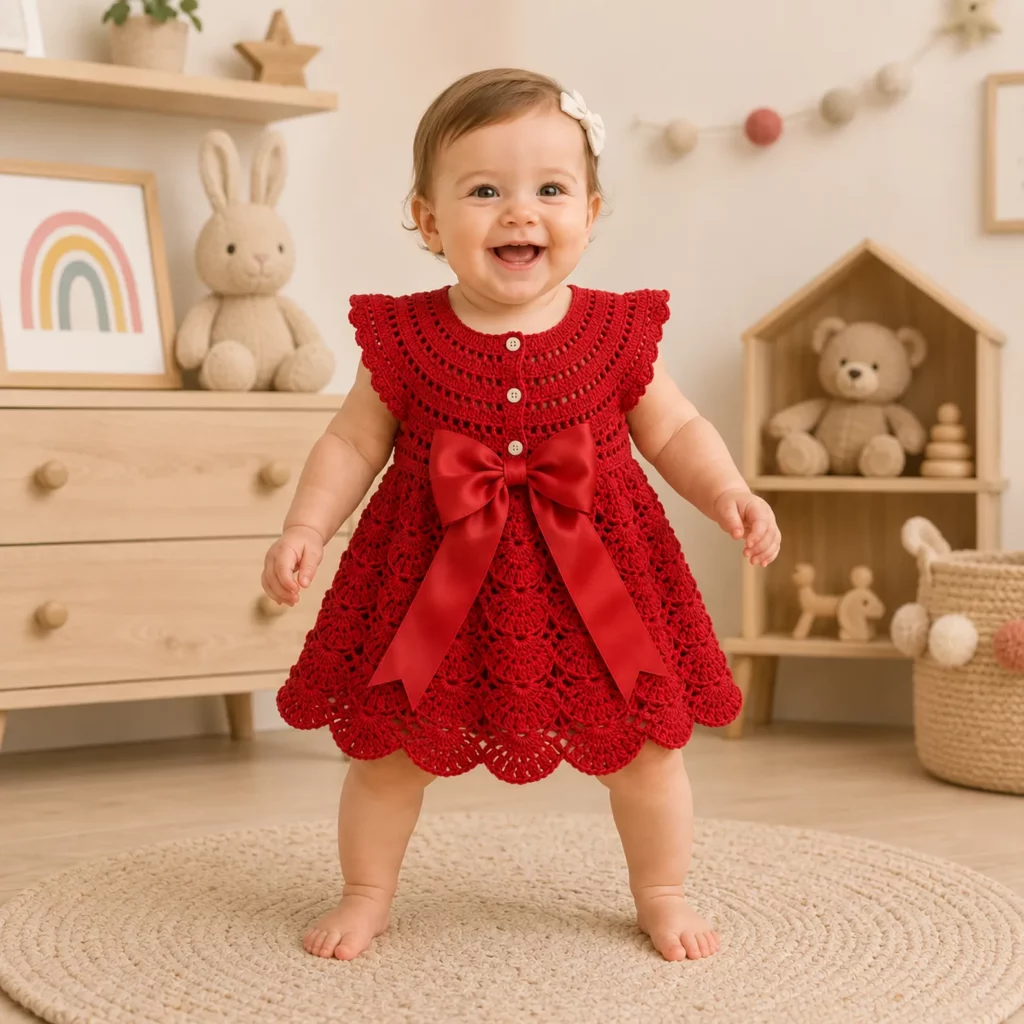 Elegant Baby Crochet Pattern for a Heirloom Lace Christening Dress (photo 1)