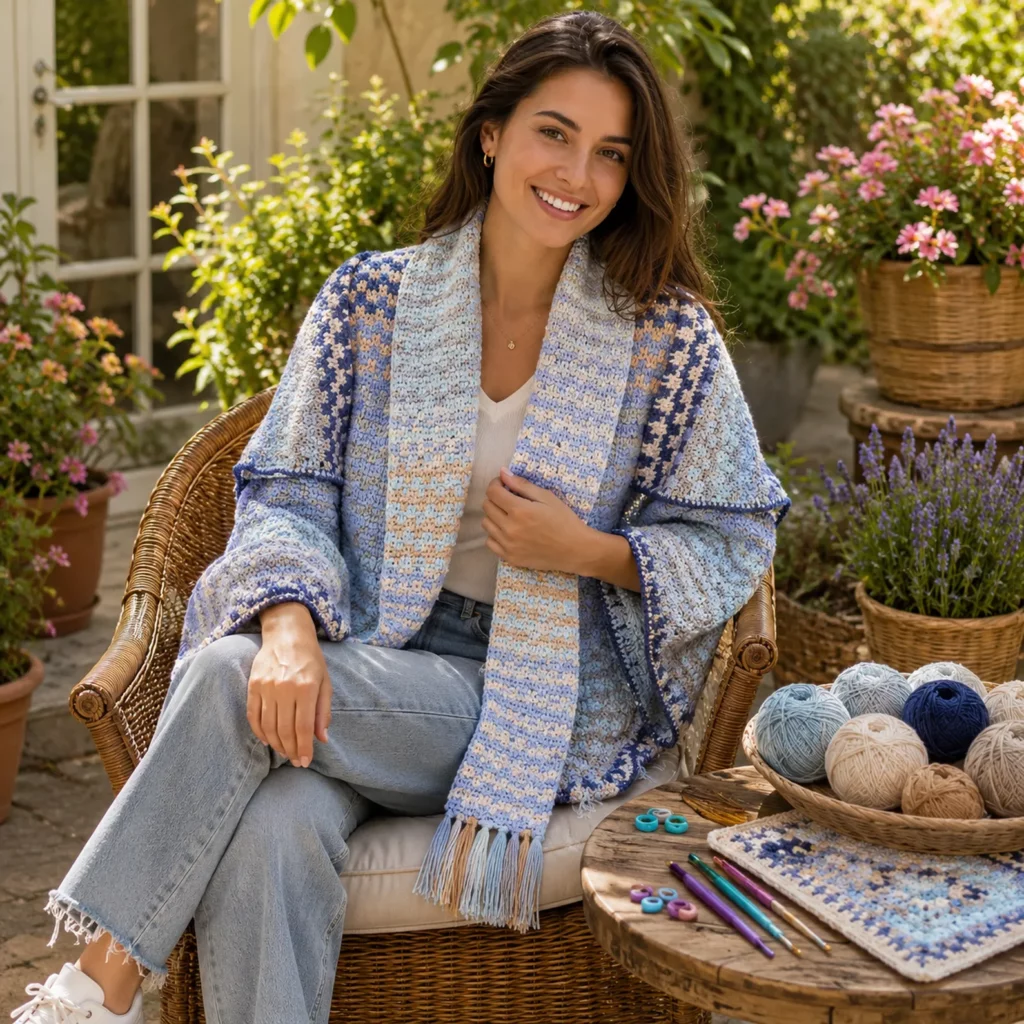 Elegant Crochet Poncho with Integrated Scarf Pattern: A Stylish and Cozy Layering Piece (photo 2)