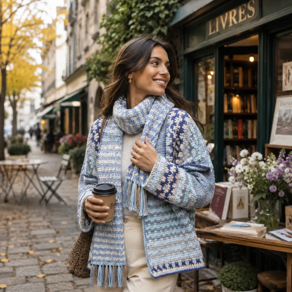 Elegant Crochet Poncho with Integrated Scarf Pattern: A Stylish and Cozy Layering Piece (photo 3)