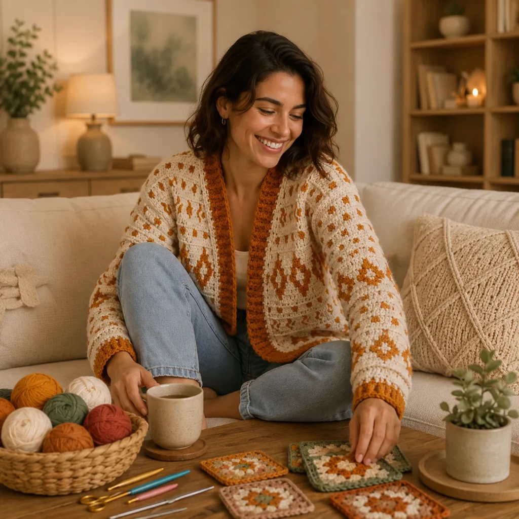 Elegant Fair Isle Inspired Crochet Pattern for a Women’s Boho Cardigan (photo 2)