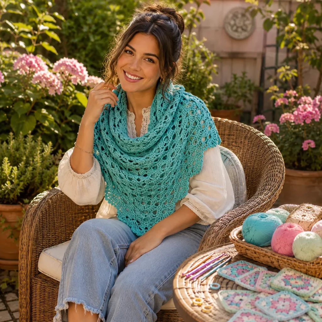 Elegant Lace Crochet Bandana Shawl Pattern – A Beautiful Crochet Pattern for Stylish Everyday Wear (photo 2)