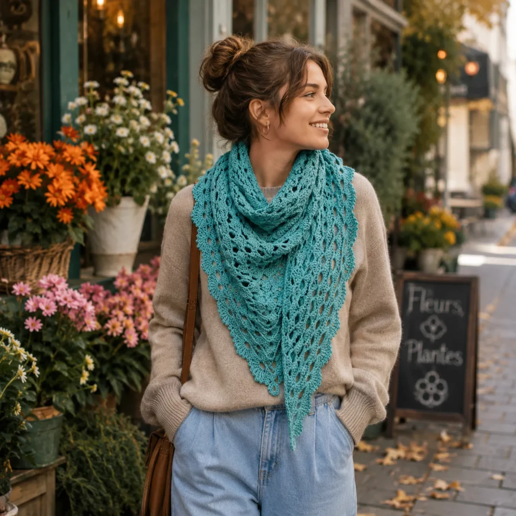 Elegant Lace Crochet Bandana Shawl Pattern – A Beautiful Crochet Pattern for Stylish Everyday Wear (photo 3)