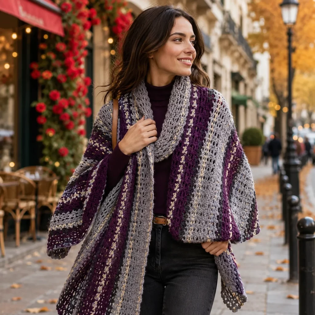 Elegant Striped Crochet Ruana Pattern – A Cozy and Stylish Layer for Every Season (photo 3)