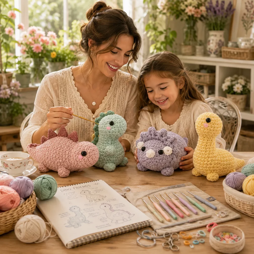 Mini Dinosaur Amigurumi Crochet Pattern: 4 Cute Dino Plushies You Can Make Fast (Stego, Triceratops, Bronto + Baby Dino) (photo 2)