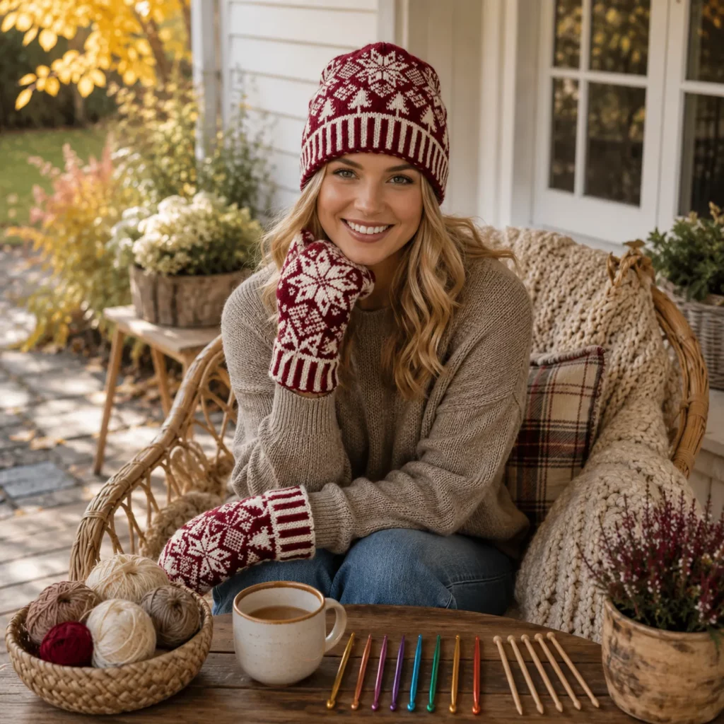 Nordic Snowflake Hat and Mitten Crochet Pattern: A Cozy Scandinavian Winter Set for Cold Weather (photo 2)