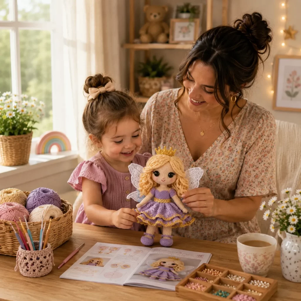 Princess Fairy Doll Crochet Pattern: A Royal Amigurumi With Crown, Wings, and a Ruffled Party Dress (photo 2)