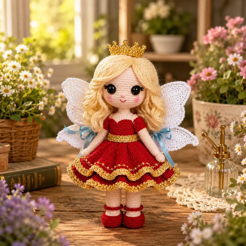 Princess Fairy Doll Crochet Pattern: A Royal Amigurumi With Crown, Wings, and a Ruffled Party Dress (photo 1)