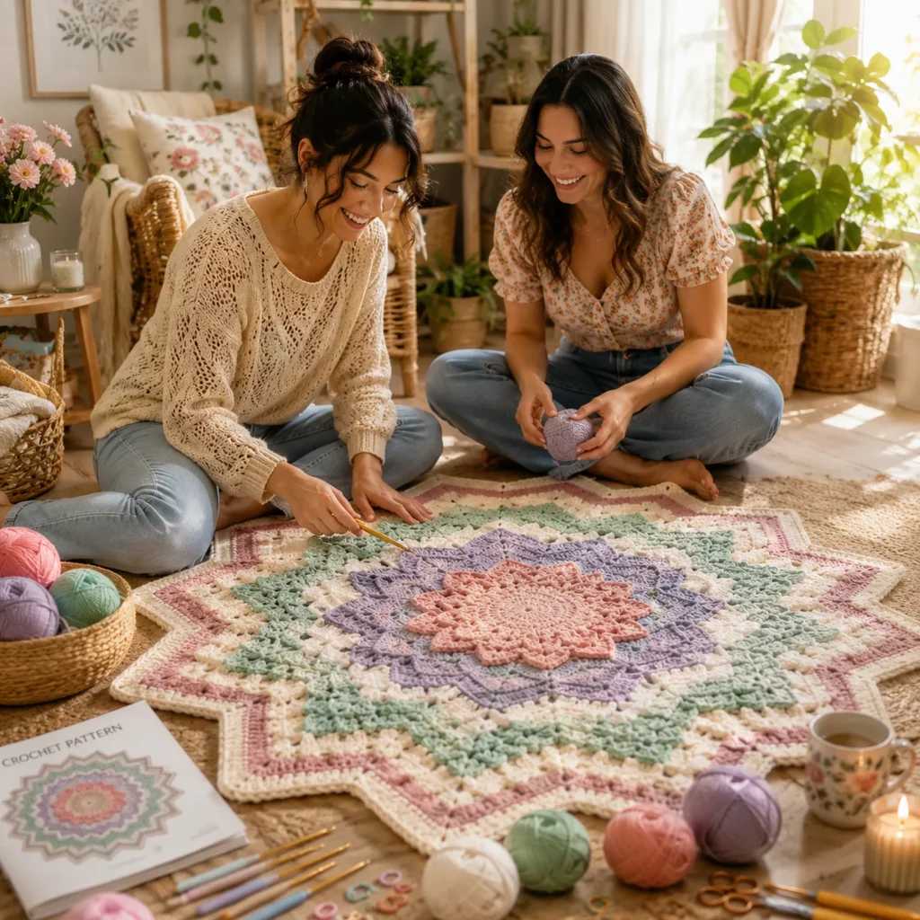 Starburst Baby Play Mat Crochet Pattern: A Stunning 12-Point Floor Blanket With Puff Texture and Wavy Scallop Edges (photo 2)