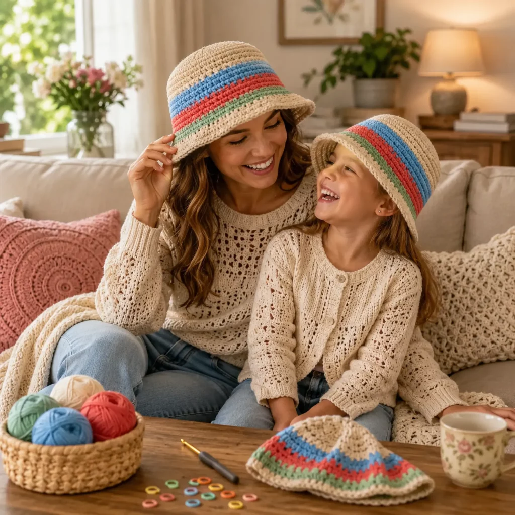 Striped Crochet Bucket Hat Pattern: Easy Round-Top Sun Hat With Bold Color Bands and a Sturdy Brim (photo 2)