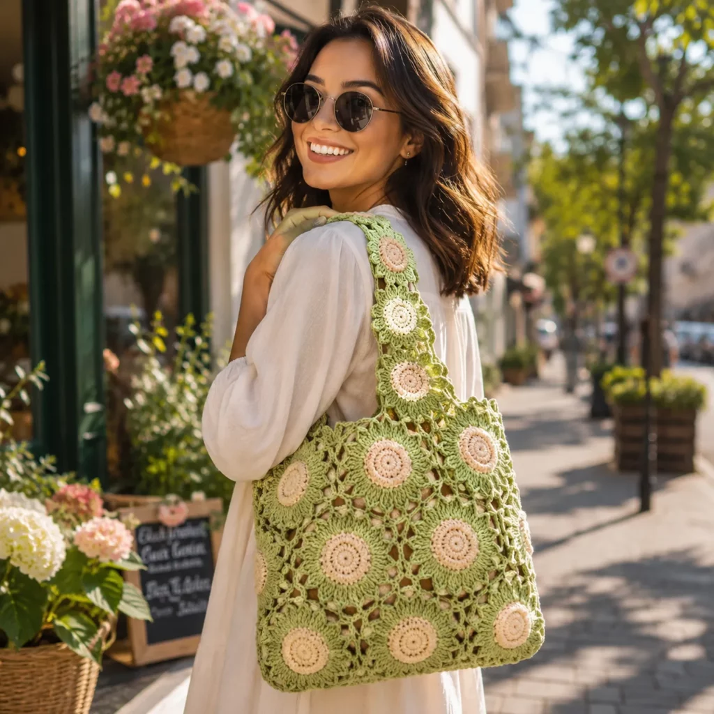 Sunflower Granny Square Tote Bag Crochet Pattern: A Vintage-Inspired Market Bag With Floral Motifs and Sturdy Straps (photo 3)