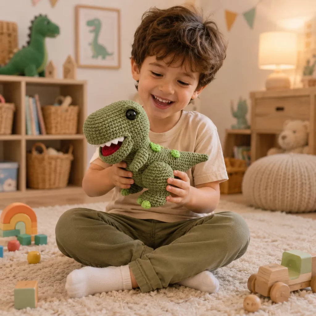 T-Rex Amigurumi Crochet Pattern: A Cute Dinosaur Plush With Big Smile, Teeth, and Tiny Arms (photo 3)
