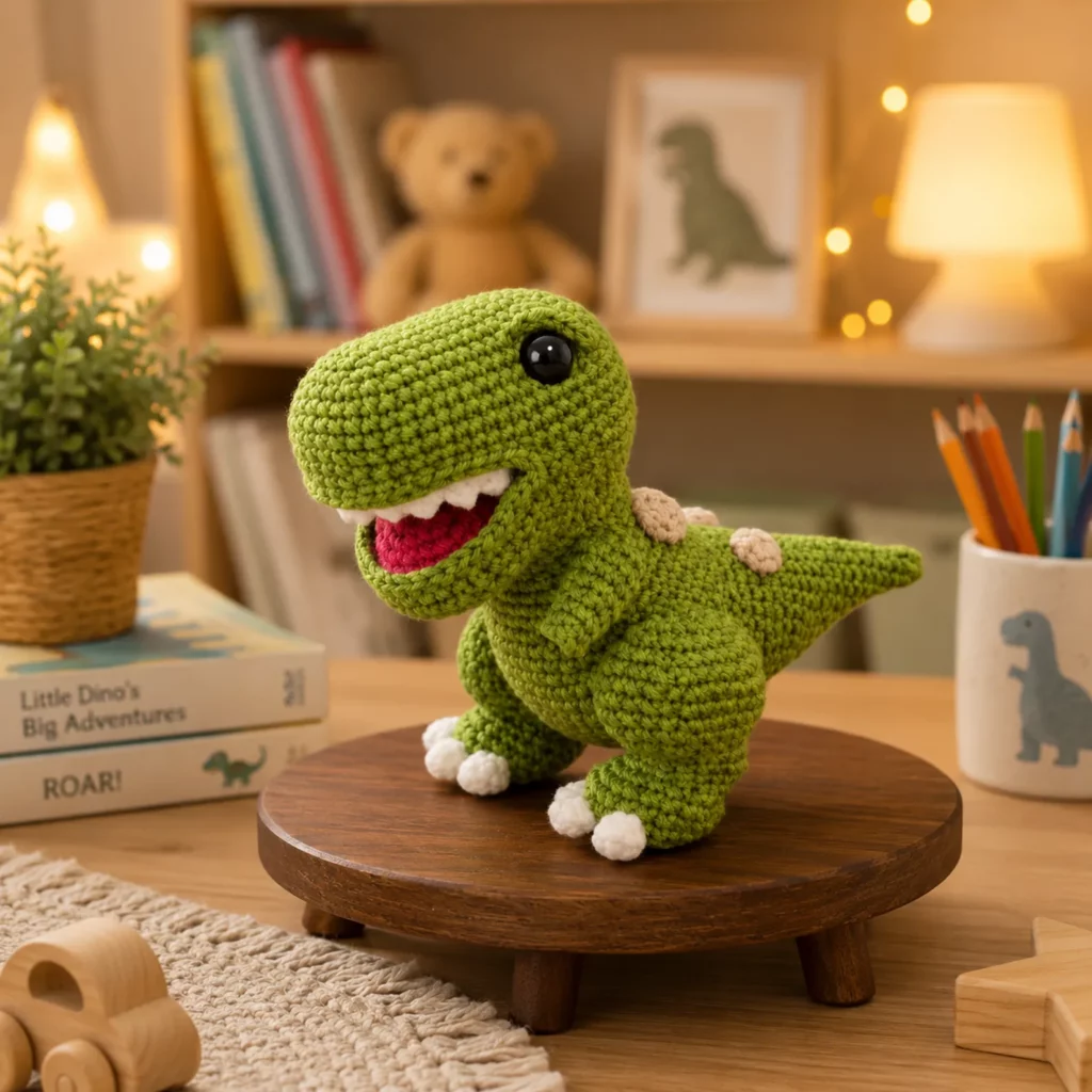 T-Rex Amigurumi Crochet Pattern: A Cute Dinosaur Plush With Big Smile, Teeth, and Tiny Arms (photo 1)