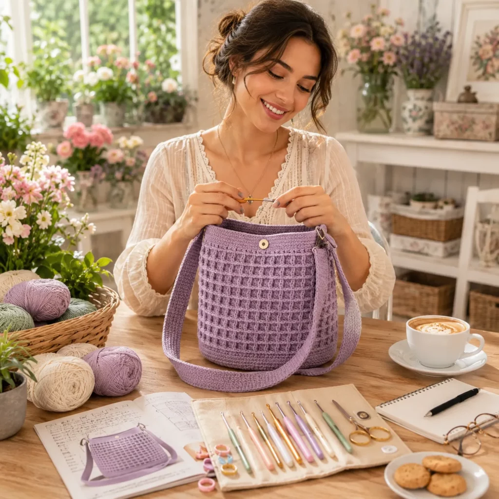 Textured Crochet Crossbody Bag Pattern: A Modern Woven-Stitch Purse With Sturdy Strap and Magnetic Snap (photo 2)