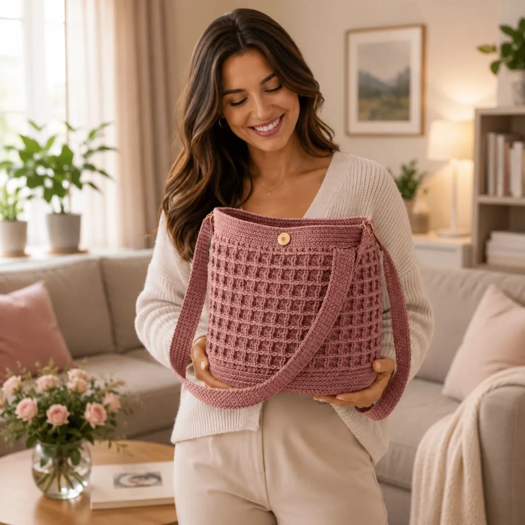 Textured Crochet Crossbody Bag Pattern: A Modern Woven-Stitch Purse With Sturdy Strap and Magnetic Snap (photo 3)