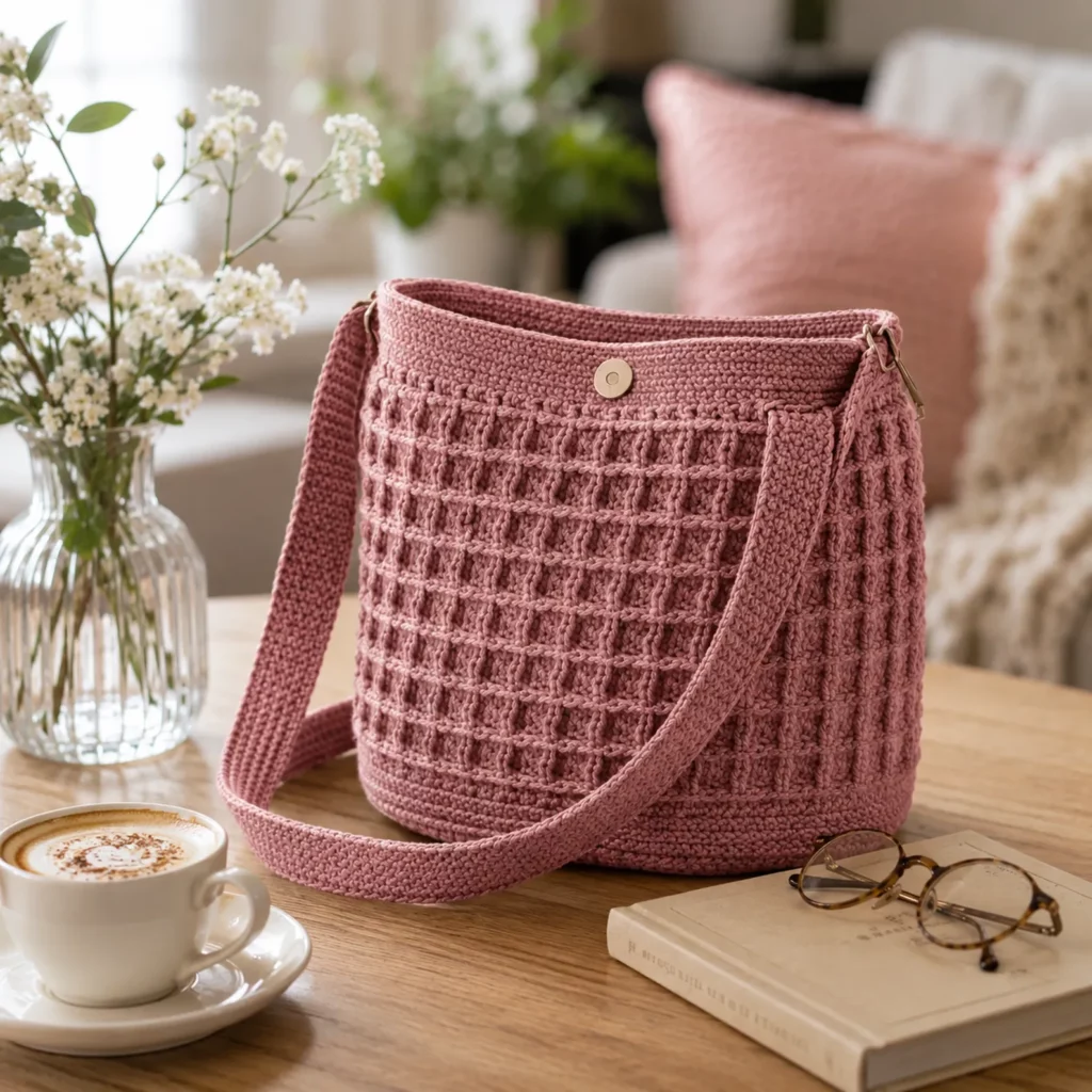 Textured Crochet Crossbody Bag Pattern: A Modern Woven-Stitch Purse With Sturdy Strap and Magnetic Snap (photo 1)