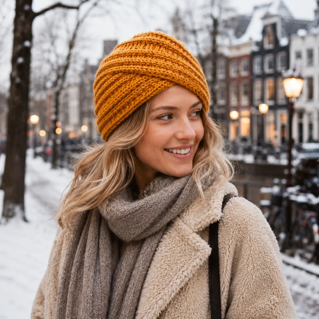 Twisted Turban Crochet Hat Pattern: A Stylish Ribbed Winter Headwear Design for Beginners (photo 1)
