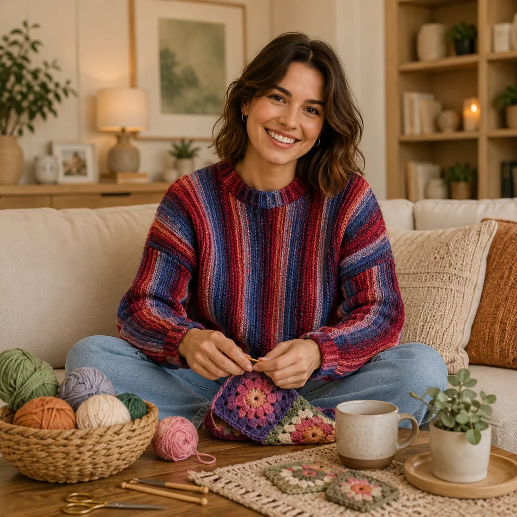 Vibrant Crochet Pattern for a Women’s Multicolor Ribbed Sweater (photo 2)